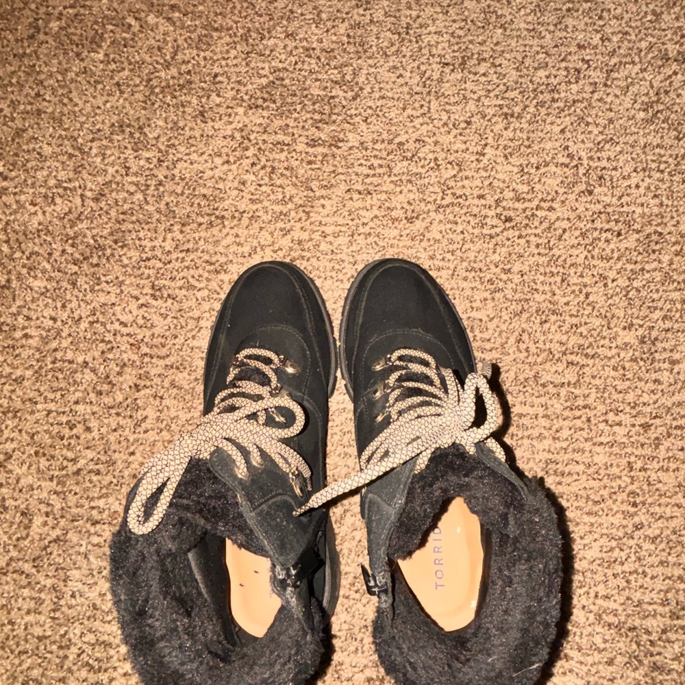 Torrid Black Boots with Cream Laces
